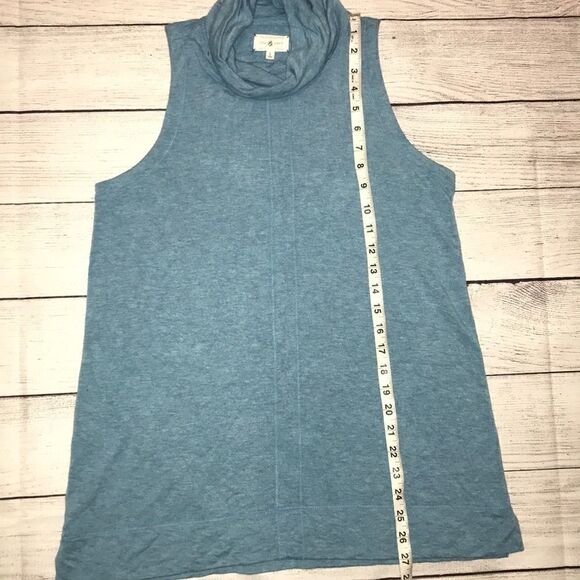 Lou & Grey Heather Blue Sleeveless Turtleneck Top - Picture 6 of 7